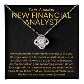 New Financial Analyst Necklace Message Card Box Love Knot Mahogany - The World Needs More Like You - Appreciation Accounting Finance Thank You