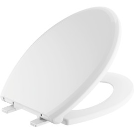 Delta Faucet Sanborne Elongated Standard Close Toilet Seat - 810902-WH - Durable, Comfortable Toilet Seat with Non-Slip Bumpers - White