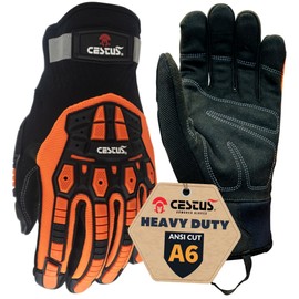 Cestus Handmax Pro, Heavy Duty Work Gloves, Level A6 Cut Resistant, Synthetic Leather Palm, Impact Gloves (2X-Large)