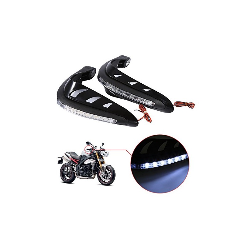 KIMISS Protector para manillar de moto, con luces LED, universal,