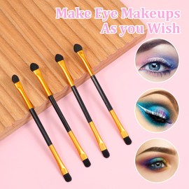 24 PCS Dual End Eyeshadow Smudge Brush 2 in 1 Eyeshadow Sponge Concealer Brush Double Sided Eyeshadows Makeup Brushes Eyeshadows Applicator Makeup Cosmetic Tool for Blending Foundation Eye Shadow