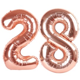 40 Inch Rose Gold Balloon Number 28 Balloon,Jumbo Mylar Foil Helium Balloon for 28 Digital Balloons for Birthday Party,Wedding Anniversary Party Decorations