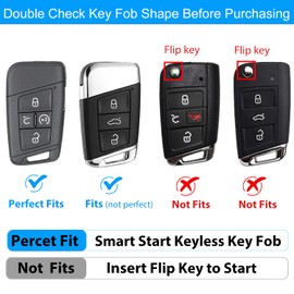 OLLEN Key Fob Cover with Keychain, Fit for Volkswagen VW Jetta Tiguan Passat Golf GTI Atlas Alltrack Arteon Taos, for Smart Keyless Entry Remote, Full Protection Soft TPU Key Case, 4 Button, White