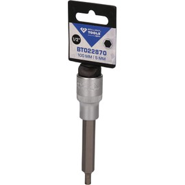 BRILLIANT TOOLS BT022870 1/2 Inch Hex Socket Bit Socket, 100 mm Long, 5 mm [Powered by KS Tools]