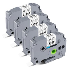 Aililiya TZe-131 12mm 0.47 Laminated Clear Label Tape TZe TZ Tape Compatible for Brother Label Maker Tape Work for P Touch PTH110 PTH100 PTD210 (1/2 inch x 26.2 ft), Black on Clear, 4-Pack