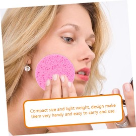 Mikinona 50pcs Cellulose Face Washing Sponges Round Makeup Removal Sponges for Thickness Multi-color Including Skin Tone Lemon for Daily Use and Exfoliation