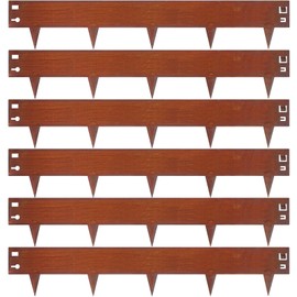 Metal Landscape Edging 42 Inch Strips, Corten Steel Landscape Edging 7.9 Inch Depth, 6 Pack Hammer in Landscape Edging, Metal Edging for Landscaping