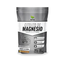 NATSA Citrato de Magnesio 500 g | 1 scoop diario | Excelentes propiedades relajantes y para mejorar la salud ósea | Calidad Premium | Ingredientes Puros