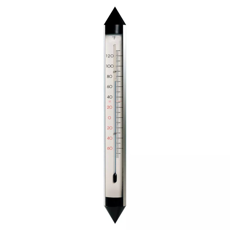 Hokco Wall Thermometer Silver Anodized Aluminum 18.5 inch tall