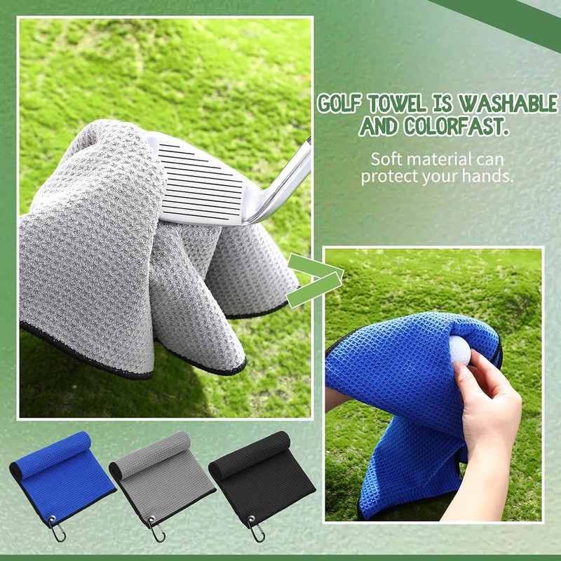 3Pack Golf Towels, Golf Towel for Bags with Clip and