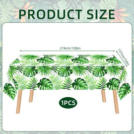 HFMYGS 4 Pcs Hawaiian Luau Table Cover, Plastic Rectangular Covering, Tropical Palm Leaves Cloth, Outdoor Tablecloth, Jungle Table Cover for Baby Birthday Summer Zoo Jungle Safari Themed Party