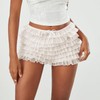 Women's Multi-Layer Lace Ruffled Mini Bloomer Shorts with Tie Front
