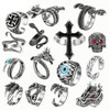 15pcs Rings Set Vintage Snake Skull Shaped Adjust Opening Alloy