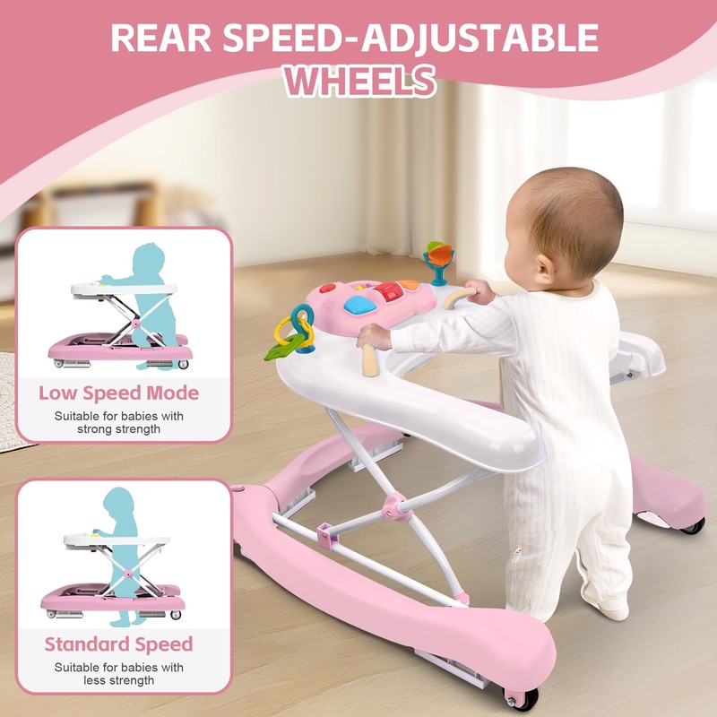 Foldable Baby 5-in-1 Activity Walker - Rocker, Activity Center, Bouncer,