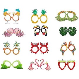 Pack of 32 Hawaiian Tropical Party Glasses Funny Glasses Paper Glasses Party Glasses Creative Costume Accessories Funny Party Glasses for Children Luau Summer Beach Birthday Party Accessories Photo