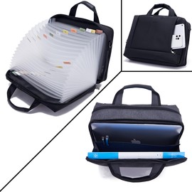 Heavy Duty Accordian File OrganizerwithHandle&Combination Lock,26 Pockets Expanding File Folder, Portable Document Organizer Accordion File Keeper for Letter Size / A4 File (Black)