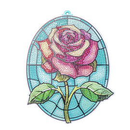 Ideen mit Herz Diamond Painting Window Picture | Glass Art Look | Decoration & DIY | Material: PET (Rose)