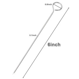 6 inch 100% Food-Grade 304 Stainless Steel Turkey Lacers, roll Needles, Meat Needles, Metal skewers, Cocktail skewers for Trussing Turkey and Poultry (15Pack)