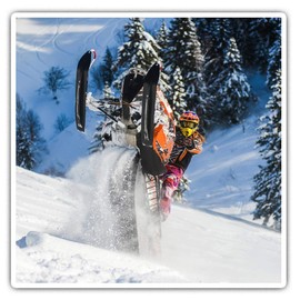Square Stickers (Set of 2) 7.5cm - Snowmobile Stunt Rider Skidoo Snow Fun Decals for Laptops,Tablets,Luggage,Scrap Booking,Fridges, #16051