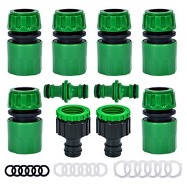 HOINCO 10 Pcs Garden Hose Connector Set,1/2 Inch Hose Quick Connectors, 1/2 Inch Double Male Snap Connector, and 2-in-1 3/4 Inch&1/2 Inch Faucet Hose Connector for Garden and Home