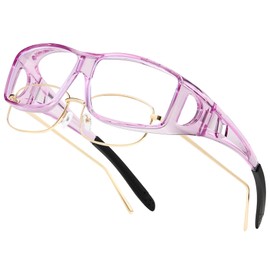 PUBOWT Fit Over Blue Light Blocking Computer Reader for Women Men Anti-Blue Light Filter Wrap Around Eyeglasses (Transparent Purple)