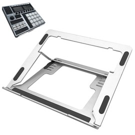 Musiin Home Studio Audio Mixer Stand Aluminum Portable Folding Stand Compatible with Behringer Mixer Drum Controller Native Instruments NI Maschine MK3 Ableton Push3 adjustable base(Silver)