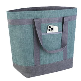 CIVJET Insulated Cooler Bag, 1PK Insulate Tote Bag for Grocery Shopping, Non-Waterproof Cooler Bags Insulated for Travel/Picnic, Pizza/Food Delivery Bag to Keep Food Cold/Hot (Cationic Cloth, Green)