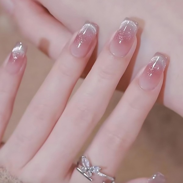 Ceboic Pack of 30 French Press on Nails, Short Square