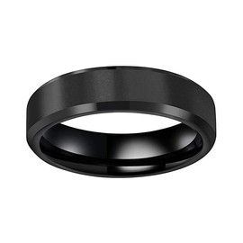 CROWNAL 5mm Black Tungsten Carbide Rings for Men Women Wedding Bands Beveled Polished Edges Matte Finish Comfort Fit (Black 5mm,10)