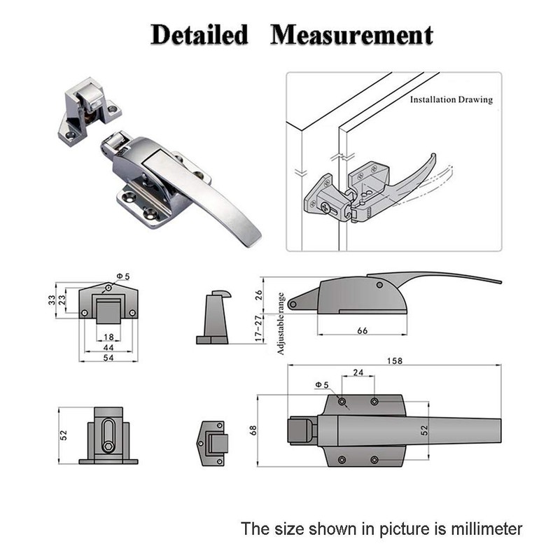 6.22 Inch Adjustable Door Cabinet Handle Trigger Action Latch Freezer