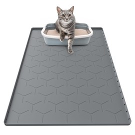 Garoopion Garoopion Cat Litter Box Mat, Large 34" X 22" Cat Litter Mat, Waterproof Silicone Pad for Floor, Dark Gray