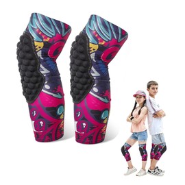 Protectores de Rodillas y Piernas para Niños, Anticolisión y Antideslizantes, Adecuados para Deportes como Baloncesto y Voleibol, Diseño de Acolchado de Panal, Unisex - Paquete de 2 (Talla XL, Rosa)