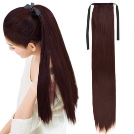 Neitsi Women's Ponytail Wig, Twin Tails, Wig, Hair Extensions, Point Wig, Long, Straight, Curly, Heat Resistant, Natural, Easy Installation, Partly Wig, 19.7 inches (50 cm), 99J#-Straight