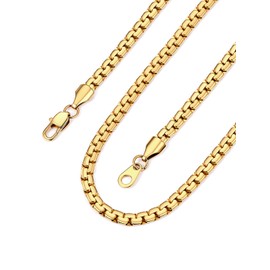 Bandmax Stainless Steel Cable Chains 28 Inch Long 4MM Wide Flat Snake Chain Necklace for Men Women Chic Ins Style Link Necklaces Collar para Hombre