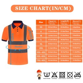 AYKRM Orange Hi Vis Viz Visibility Safety Work Polo Shirt hi vis Polo Shirt (XS-8XL)