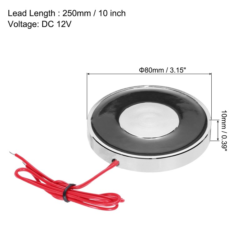 sourcing map DC12V 20KG Lift Holding Electromagnet Sucking Disc Electric