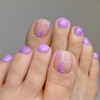 Clataly 24pcs Square Flowers Fake Nails Glossy Glitter Toe Print