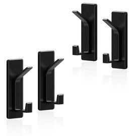 chengcan Self-Adhesive Wall Hook, Can Hold Up to 20 Pounds Suitable for Shower Room, Kitchen, Tile, Glass Door - Loofah, Towel, Coat, Bathrobe Hook (Black 4 Pack)