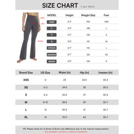 ENERBLOOM Women's Workout Flare Yoga Pants with Pockets High Waisted Bootcut Leggings Tummy Control 30'' Grey Small