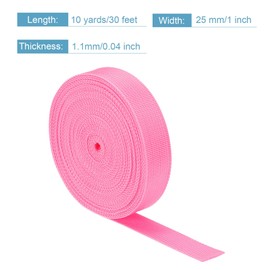 sourcing map Lightweight Webbing Strapping 1 Inch 10 Yards Pink for DIY Repair, Backpack, Luggage-rack, Crafts