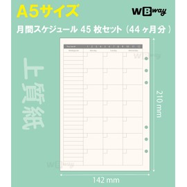WBway Notebook Refill, A5 Size, Monthly Monthly Schedule, 6 Holes, No Date Type, Starting on Monday, System Notebook, Refill, Large Capacity, 44 Months Supply, 2023, 2024, A5