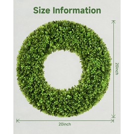 DDHS 20''Boxwood Wreaths for Front Door，Artificial Spring Wreaths for Farmhouse Wedding Green Year Round Indoor Outdoor for Summer Wreath Home Decorations-Green