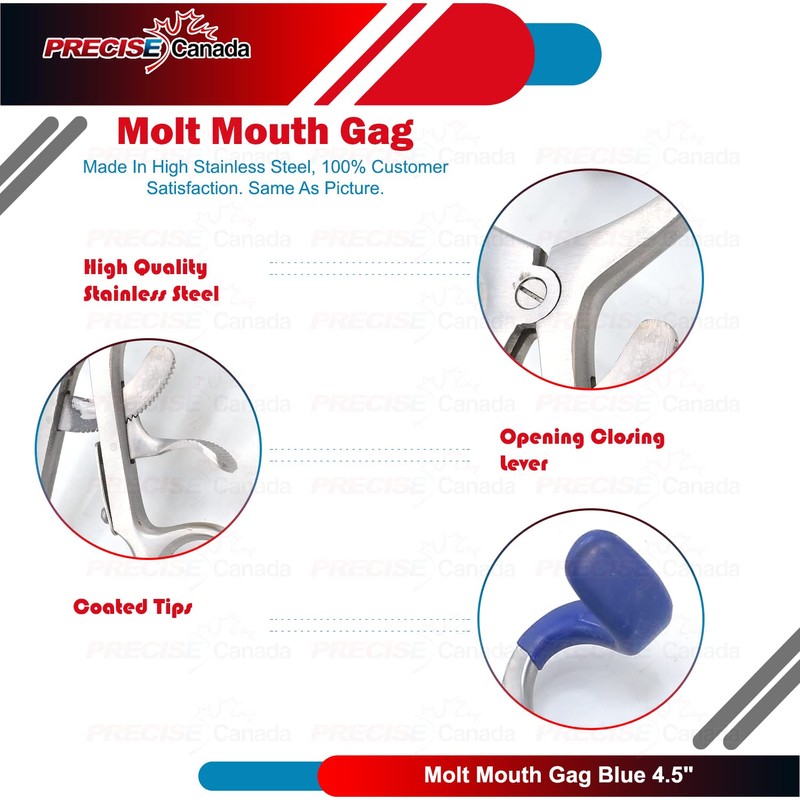 PRECISE CANADA Molt Mouth Gag Blue 4.5" Dental Instruments