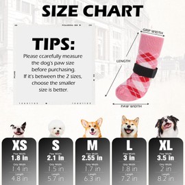 EXPAWLORER Dog Socks to Prevent Licking Paws,4 Pcs Double Sided Anti Slip Dog Socks with Grippers for Hardwood Floors,Dog Shoes Booties for Small Medium Large Senior Dogs,British Style,Pink S