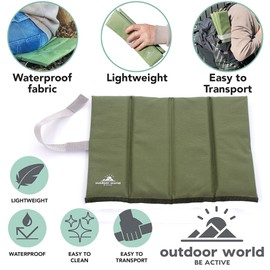 2 x Outdoor World Folding Sit Mat - Portable Seat Pad - Lightweight Sitting Cushion for Hiking Outdoors Camping Park Picnic Fishing Beach Playground Insulated, Waterproof, Moisture-proof (2 x Olive)