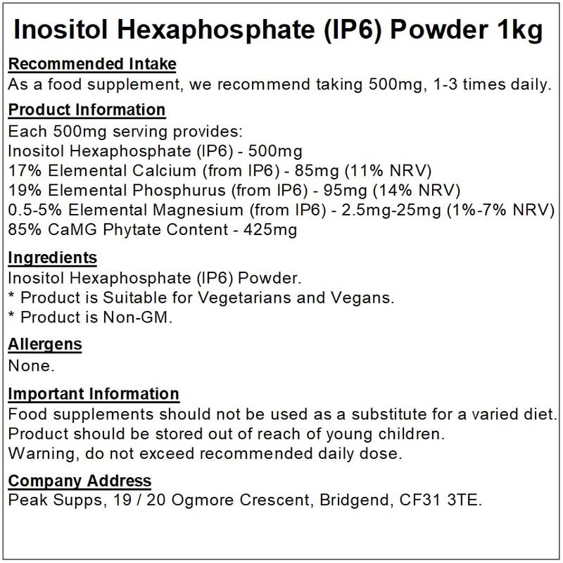 Inositol Hexaphosphate Powder (IP6) - Vegan - Non GM (1kg)