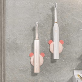 Electric Toothbrush Holder Bathroom Organizer, Adhesive Wall Mounted Magnetic Toothbrush Holder Stand for All Kinds of E-Toothbrush Automatically Organizer for Bathroom Decor (Pink, 2)