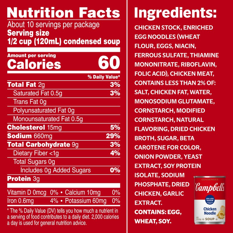 Campbell’s Condensed 25% Less Sodium Chicken Noodle Soup, 10.75 oz
