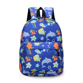 TOPWAYS Cute Backpack School Bag, Multifunctional storage Waterproof Nylon Large Rucksack Elementary Schoolbag Book Casual Daypack for Girls Boys 3-8 years old (Blue Sea Animals)