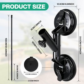 Suction Cup Flag Holder with Flag Pole for RV, 45 Angle Adjustable